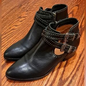 Frye Western Double Buckle Ankle Booties  6.5 Womens Black